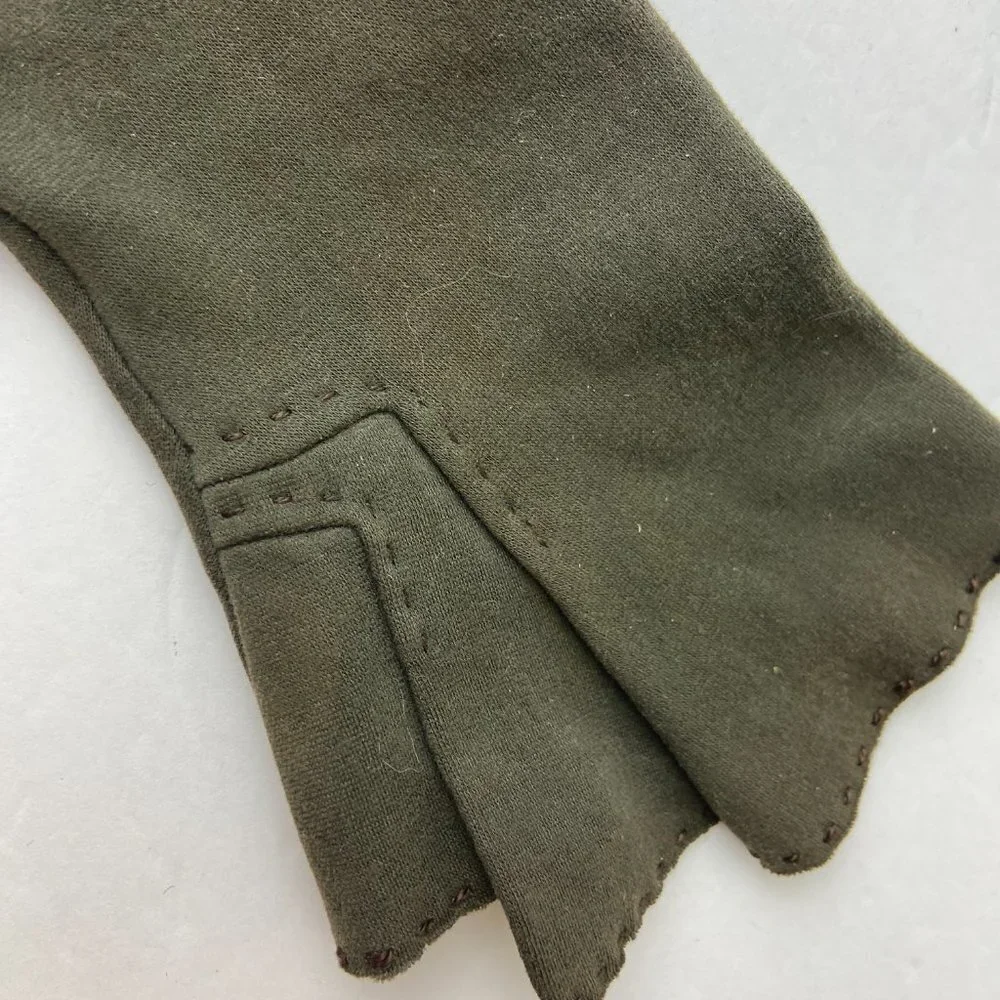 Vintage Gloves Grey-green Pleats Size 6 1/2